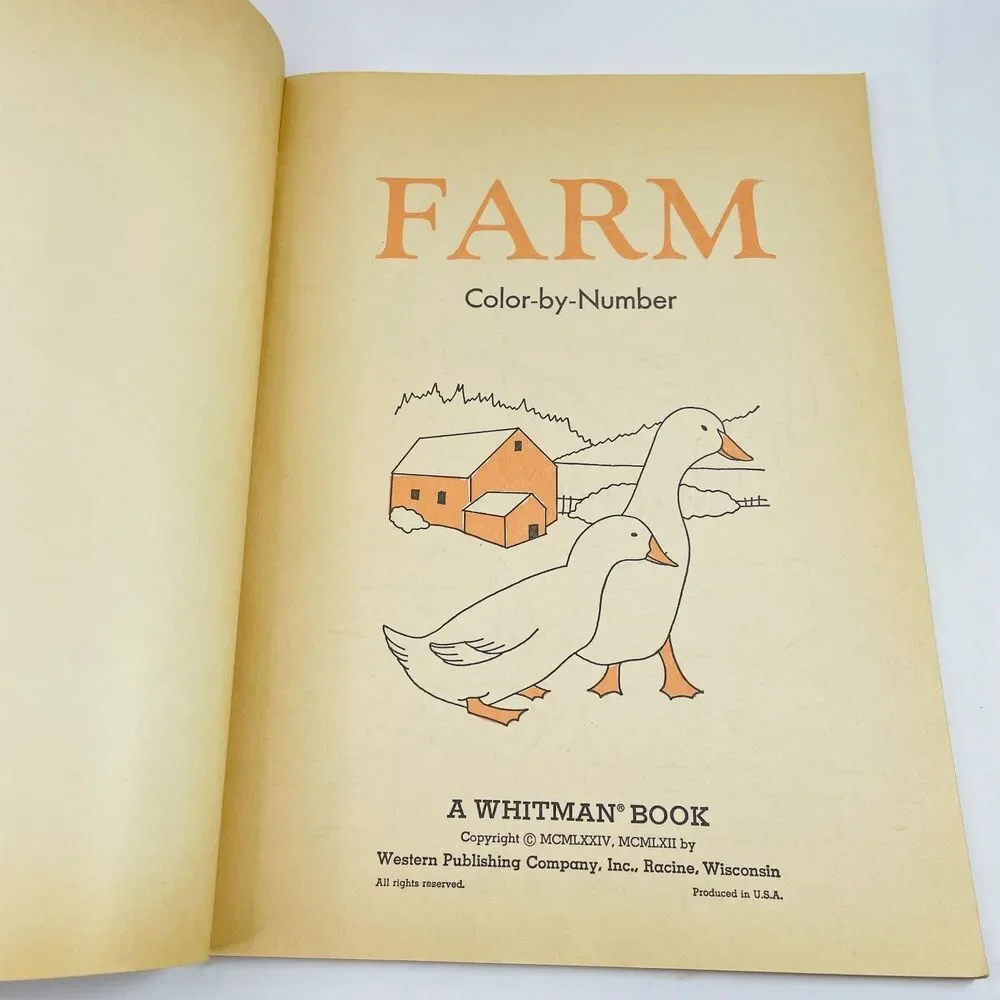 Farm Color-by-Number Whitman 1974 Vintage Children's Activity Book